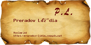 Preradov Lídia névjegykártya